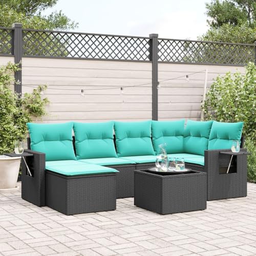Swpsd 7-teiliges Gartensofa-Set mit Kissen, schwarzes Polyrattan, Lounge Möbel Gartenmöbel-Set für Balkon Terrasse und Café3220466 Swpsd 7-teiliges Gartensofa-Set mit Kissen, schwarzes Polyrattan, Lounge Möbel Gartenmöbel-Set für Balkon Terrasse und Café3220466 von Swpsd