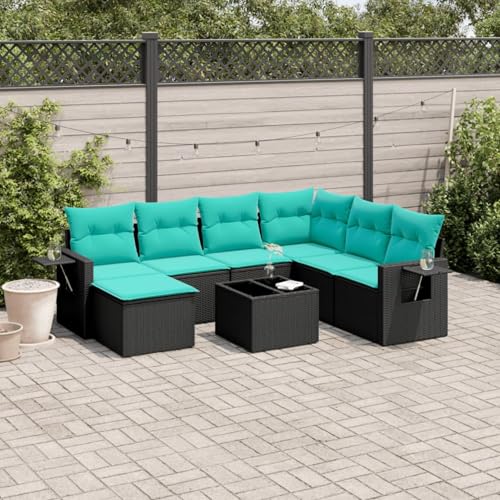 Swpsd 8-teiliges Gartensofa-Set mit Kissen, schwarzes Polyrattan, Lounge Möbel Gartenmöbel-Set für Balkon Terrasse und Café3220506 Swpsd 8-teiliges Gartensofa-Set mit Kissen, schwarzes Polyrattan, Lounge Möbel Gartenmöbel-Set für Balkon Terrasse und Café3220506 von Swpsd