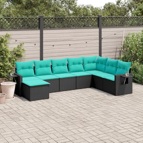 Swpsd 8-teiliges Gartensofa-Set mit Kissen, schwarzes Polyrattan, Lounge Möbel Gartenmöbel-Set für Balkon Terrasse und Café3220556 Swpsd 8-teiliges Gartensofa-Set mit Kissen, schwarzes Polyrattan, Lounge Möbel Gartenmöbel-Set für Balkon Terrasse und Café3220556 von Swpsd
