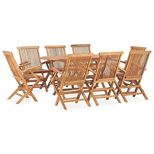 Swpsd 9-TLG. Garten Essgruppe 8 Personen, Gartenmöbel Set 8 Stühle mit Tisch, Garten Sitzgruppe, Essgruppe für Garten Terrasse und Balkon, Klappbar Massivholz Teak von Swpsd