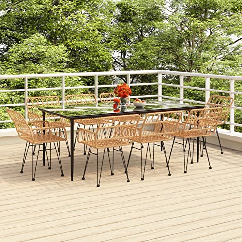 Swpsd 9-TLG. Garten Essgruppe 8 Personen, Gartenmöbel Set 8 Stühle mit Tisch, Garten Sitzgruppe, Essgruppe für Garten Terrasse und Balkon, Poly Rattan/ T1438BT von Swpsd