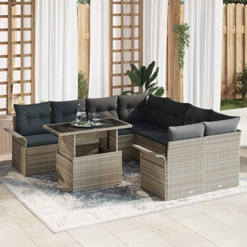 Swpsd 9-teiliges Garten-Sofa-Set mit Kissen Hellgrau Poly-Rattan, Lounge Möbel Gartenmöbel-Set für Balkon Terrasse und Café3348258 Swpsd 9-teiliges Garten-Sofa-Set mit Kissen Hellgrau Poly-Rattan, Lounge Möbel Gartenmöbel-Set für Balkon Terrasse und Café3348258 von Swpsd