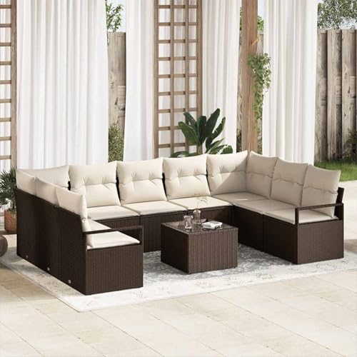 Swpsd 9-teiliges Garten-Sofaset mit Kissen Grau Poly Rattan, Modulares Gartenmöbel-Set für Balkon Terrasse und Café3346548 Swpsd 9-teiliges Garten-Sofaset mit Kissen Grau Poly Rattan, Modulares Gartenmöbel-Set für Balkon Terrasse und Café3346548 von Swpsd