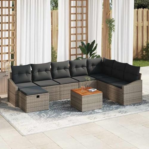 Swpsd 9-teiliges Garten-Sofaset mit Kissen Grau Poly-Rattan, Modulares Gartenmöbel-Set für Balkon Terrasse und Café3359580 Swpsd 9-teiliges Garten-Sofaset mit Kissen Grau Poly-Rattan, Modulares Gartenmöbel-Set für Balkon Terrasse und Café3359580 von Swpsd