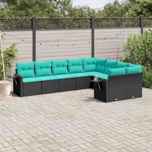 Swpsd 9-teiliges Gartensofa-Set mit Kissen, schwarzes Polyrattan, Lounge Möbel Gartenmöbel-Set für Balkon Terrasse und Café3220636 Swpsd 9-teiliges Gartensofa-Set mit Kissen, schwarzes Polyrattan, Lounge Möbel Gartenmöbel-Set für Balkon Terrasse und Café3220636 von Swpsd