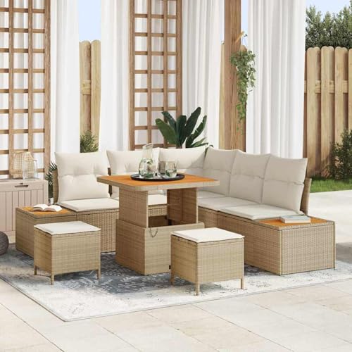 Swpsd Garten-Sofa-Set mit Kissen mit Speicher 8 pcs Beige Poly Rattan, Lounge Möbel Gartenmöbel-Set für Balkon Terrasse und Café3364861 Swpsd Garten-Sofa-Set mit Kissen mit Speicher 8 pcs Beige Poly Rattan, Lounge Möbel Gartenmöbel-Set für Balkon Terrasse und Café3364861 von Swpsd
