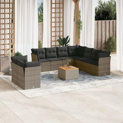 Swpsd Gartenlounge Set 10-TLG., Gartenmöbel Set mit Kissen, Sitzgruppe für Garten Terrasse, Modular Gartensofa Lounge Tisch, Grau Poly Rattan/ TBT5275 Swpsd Gartenlounge Set 10-TLG., Gartenmöbel Set mit Kissen, Sitzgruppe für Garten Terrasse, Modular Gartensofa Lounge Tisch, Grau Poly Rattan/ TBT5275 von Swpsd