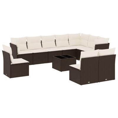 Swpsd Gartenlounge Set 11-TLG., Gartenmöbel Set Terrassensofa mit Kissen, Sitzgruppe für Terrasse, Modular Gartensofa Lounge Tisch, Braun Poly Ratta Swpsd Gartenlounge Set 11-TLG., Gartenmöbel Set Terrassensofa mit Kissen, Sitzgruppe für Terrasse, Modular Gartensofa Lounge Tisch, Braun Poly Ratta von Swpsd