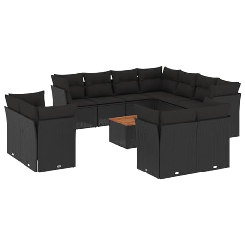 Swpsd Gartenlounge Set 12-TLG., Gartenmöbel Set mit Kissen, Sitzgruppe für Garten Terrasse, Modular Gartensofa Lounge Tisch, Schwarz Poly Rattan/ TBT4301 Swpsd Gartenlounge Set 12-TLG., Gartenmöbel Set mit Kissen, Sitzgruppe für Garten Terrasse, Modular Gartensofa Lounge Tisch, Schwarz Poly Rattan/ TBT4301 von Swpsd