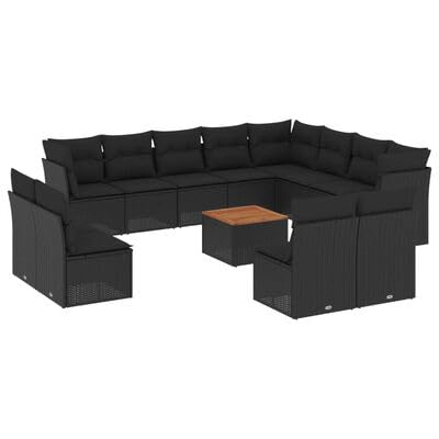 Swpsd Gartenlounge Set 13-TLG., Gartenmöbel Set mit Kissen, Sitzgruppe für Garten Terrasse, Modular Gartensofa Lounge Tisch, Schwarz Poly Rattan/ TBT4752 Swpsd Gartenlounge Set 13-TLG., Gartenmöbel Set mit Kissen, Sitzgruppe für Garten Terrasse, Modular Gartensofa Lounge Tisch, Schwarz Poly Rattan/ TBT4752 von Swpsd