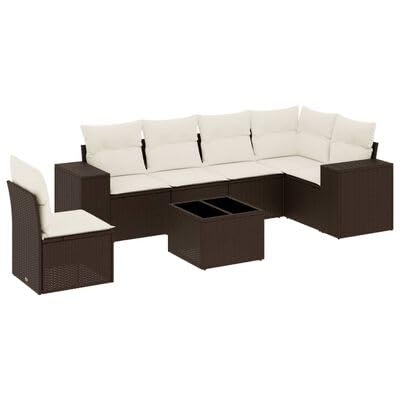 Swpsd Gartenlounge Set 7-TLG., Gartenmöbel Set mit Kissen, Sitzgruppe für Garten Terrasse, Modular Gartensofa Tisch, Braun Poly Rattan Swpsd Gartenlounge Set 7-TLG., Gartenmöbel Set mit Kissen, Sitzgruppe für Garten Terrasse, Modular Gartensofa Tisch, Braun Poly Rattan von Swpsd