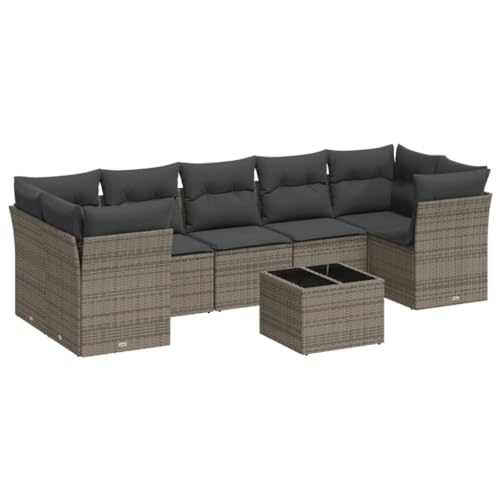 Swpsd Gartenlounge Set 8-TLG., Gartenmöbel Set mit Kissen, Sitzgruppe für Garten Terrasse, Modular Gartensofa Lounge, Tisch mit Glasplatte, Grau Poly Rattan/ TBT5777 Swpsd Gartenlounge Set 8-TLG., Gartenmöbel Set mit Kissen, Sitzgruppe für Garten Terrasse, Modular Gartensofa Lounge, Tisch mit Glasplatte, Grau Poly Rattan/ TBT5777 von Swpsd