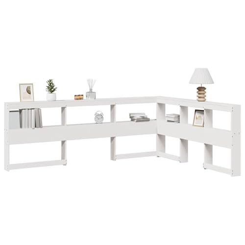 Swpsd Kopfteil mit bücherregal L-Form weiß 135 cm massivholz Kiefer, Bett-Kopfteile Wand Kopfteil Betthaupt Bettzubehör Schlafzimmer859284 von Swpsd