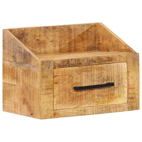 Swpsd Nachttisch 40x30x30 cm Massivholz Rohes Mango, Schlafzimmer Nachtschrank Stilvolles Nachtkästchen für Wohnzimmer Hotelzimmer374094 von Swpsd