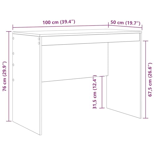 Swpsd Rustikaler Schreibtisch Altholz Massivholz 100 x 50 x 76 cm, Gaming-Schreibtisch Computertisch Moderner Schreibtisch für Gaming-Zimmer Homeoffice869448 von Swpsd