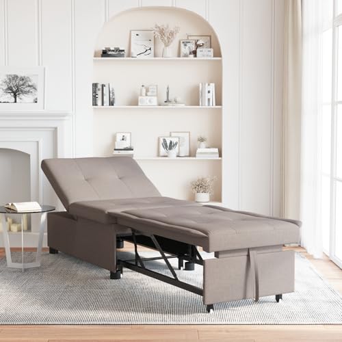 Swpsd Schlafsofa 3-in-1 in Taupe, Schlafsofa Gästesofa Bettsofa für Wohnzimmer Schlafzimmer Heimkino von Swpsd