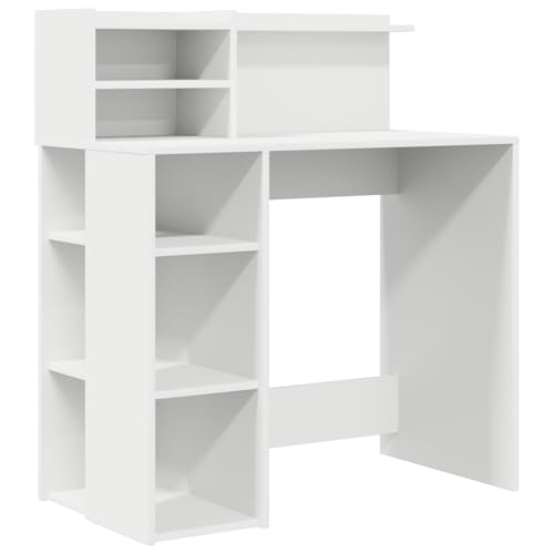 Swpsd Schreibtisch mit Stauraum Weiß 90x48x101.5 cm Holzwerkstoff, Gaming-Schreibtisch Computertisch Moderner Schreibtisch für Gaming-Zimmer Homeoffice869522 von Swpsd