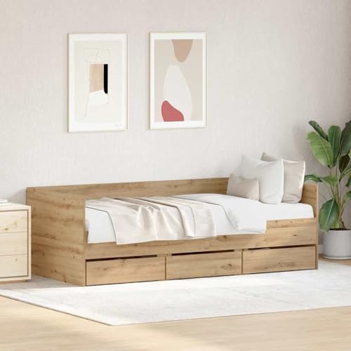 Swpsd Tagbett Artisan Eiche Holzwerkstoff 90 x 200 cm Langlebig, Tagesbett Multifunktionsbett für Wohnzimmer Homeoffice Gästebereich3333994 von Swpsd