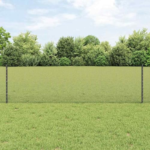 Welded Wire Zaun mit 44 U-Posts Grau 0.6x100 m Stahl, Zaunpfosten Drahtzaun für einfache Einzäunung von Hof Garten Obstplantage3336654 von Swpsd