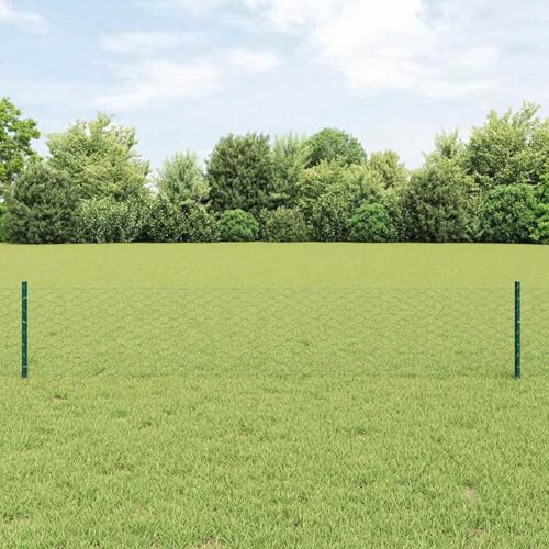 Zaunpfosten 11 Stück U-Kanal Grün 40 cm Stahl, Sechseckzaun Grün 0,4x50 m Stahl, Zaunpfosten Drahtzaun für einfache Einzäunung von Hof Garten Obstplantage3336738 von Swpsd