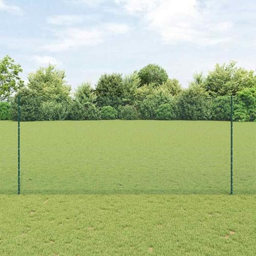 verzinkter Drahtzaun mit 11 U-Posten Grün 1.4x25 m Stahl, Zaunpfosten Drahtzaun für einfache Einzäunung von Hof Garten Obstplantage3336488 von Swpsd