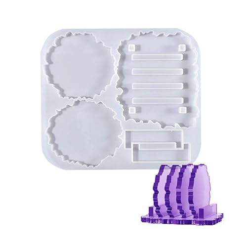 Swsdee 4 Stück Silikonform Untersetzer, Resin Art Achat Untersetzer,DIY Set Kunstharz Gießen,DIY Untersetzer Epoxidharz Formen silikon,für runde Irregular Coasters and Coaster Holders von Swsdee
