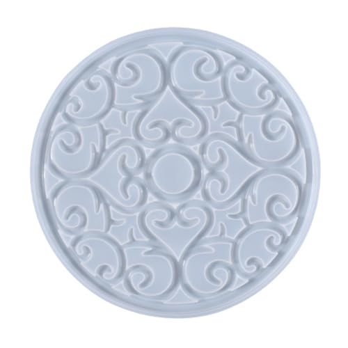Swsdee Runde Untersetzer Form – Epoxidharz Silikonform für DIY Untersetzer, Selbstgemachte Resin Kunst, Tischdeko – Wiederverwendbare Gießform,Muster-Untersetzer-Silikonform (Ø20cm) (01) von Swsdee