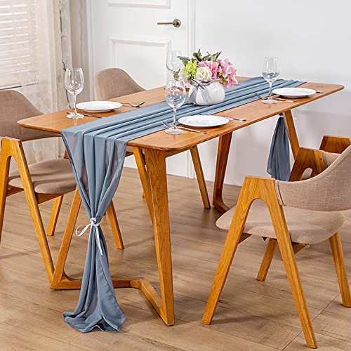 Swsen 2 Stück Chiffon Tischläufer Rauchblau 600 x 70 cm, Hochzeit Tischläufer Waschbar - Romantischer Hochzeitsläufer für Hochzeit, Geburtstag, Brautdusche, Babyparty, Tischdekoration Swsen 2 Stück Chiffon Tischläufer Rauchblau 600 x 70 cm, Hochzeit Tischläufer Waschbar - Romantischer Hochzeitsläufer für Hochzeit, Geburtstag, Brautdusche, Babyparty, Tischdekoration von Swsen