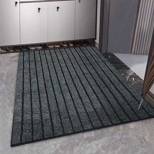 Swsen Fußmatte für den Außenbereich, Eingangsmatte, rutschfest und langlebig, absorbiert Wasser und nimmt Schmutz auf, maschinenwaschbar, dunkelgrau, 100 x 120 cm von Swsen