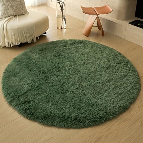 Swsen Rund Teppich Wohnzimmer Super Weich - Shaggy Teppiche Flauschig Anti-Rutsch Unterseite - Moderner Carpet Waschbar Langflor Hochflor Teppiche 100 cm Durchmesser, Dunkelgrün Swsen Rund Teppich Wohnzimmer Super Weich - Shaggy Teppiche Flauschig Anti-Rutsch Unterseite - Moderner Carpet Waschbar Langflor Hochflor Teppiche 100 cm Durchmesser, Dunkelgrün von Swsen