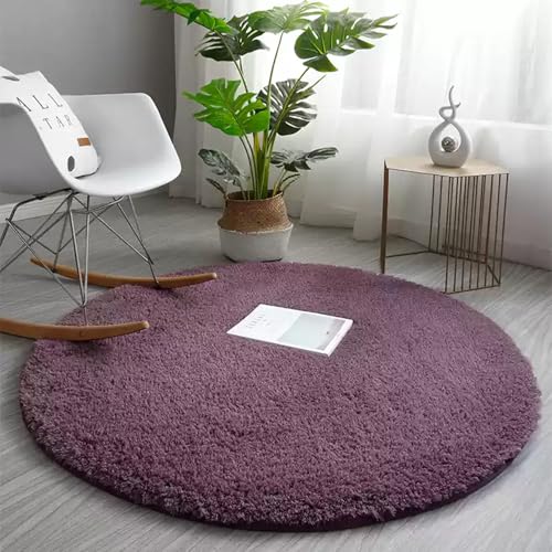 Swsen Runde Shaggy Teppiche – Moderne Teppiche für Schlafzimmer und Wohnzimmer – Weich, rutschfest & Pflegeleicht – in Farben & Größen, Durchmesser: 60CM, Farbe: Graulila Swsen Runde Shaggy Teppiche – Moderne Teppiche für Schlafzimmer und Wohnzimmer – Weich, rutschfest & Pflegeleicht – in Farben & Größen, Durchmesser: 60CM, Farbe: Graulila von Swsen
