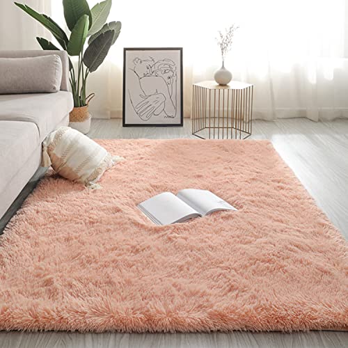 Swsen Teppich Wohnzimmer Super Weich - Shaggy Teppiche Flauschig Anti-Rutsch Unterseite - Moderner Carpet Waschbar Hochflor Langflor Teppiche 140 x 200CM, Bohnenpaste von Swsen