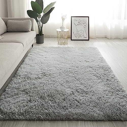 Swsen Teppich Wohnzimmer Super Weich - Shaggy Teppiche Flauschig Anti-Rutsch Unterseite - Moderner Carpet Waschbar Langflor Hochflor Teppiche 100x200cm, Silbergrau Swsen Teppich Wohnzimmer Super Weich - Shaggy Teppiche Flauschig Anti-Rutsch Unterseite - Moderner Carpet Waschbar Langflor Hochflor Teppiche 100x200cm, Silbergrau von Swsen