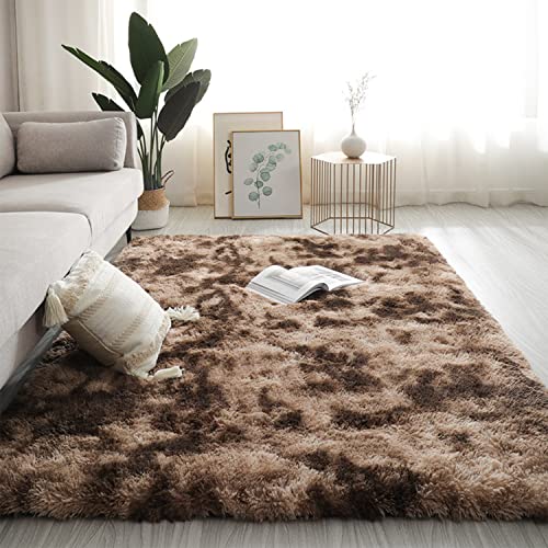 Swsen Teppich Wohnzimmer Super Weich - Shaggy Teppiche Flauschig Anti-Rutsch Unterseite - Moderner Carpet Waschbar Langflor Hochflor Teppiche 200x230cm, Khaki von Swsen
