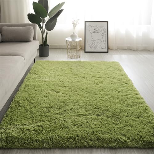 Swsen Weicher Shaggy Wohnzimmerteppich – Flauschig & Waschbar – Moderner Teppich für Schlafzimmer mit Rutschfester Unterseite, Grün, 60 x 120cm Swsen Weicher Shaggy Wohnzimmerteppich – Flauschig & Waschbar – Moderner Teppich für Schlafzimmer mit Rutschfester Unterseite, Grün, 60 x 120cm von Swsen
