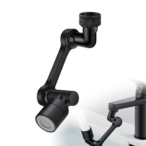 Drehbar Wasserhahn Luftsprudler Rotierender Wasserhahn Schwenkbarer Multifunktionaler Roboterarm Universeller Wasserhahn-Extender Gedreht Werden (Schwarz) von Swtgaah