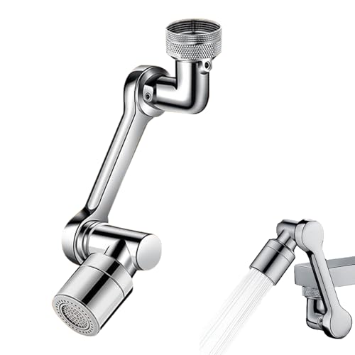 Drehbar Wasserhahn Luftsprudler Rotierender Wasserhahn Schwenkbarer Multifunktionaler Roboterarm Universeller Wasserhahn-Extender Gedreht Werden (Silber) von Swtgaah