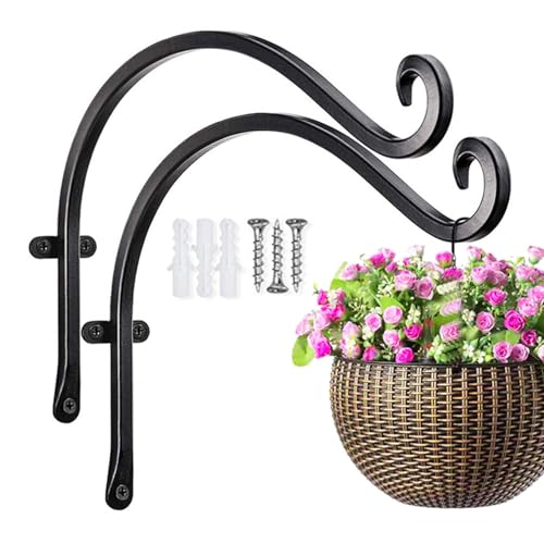 Eisen Wandhaken 12 * 8CM 300g - Blumenampelhalter & Metall Pflanzenhalterhaken, Hängepflanzenhalterungen für Balkon Pflanzenhalter & Wandhaken für hängende Pflanzen (Schwarz) von Swtgaah