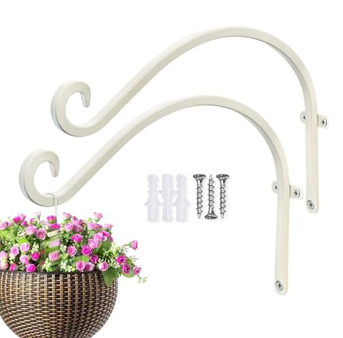 Swtgaah Eisen Wandhaken 12 * 8CM 300g - Blumenampelhalter & Metall Pflanzenhalterhaken, Hängepflanzenhalterungen für Balkon Pflanzenhalter & Wandhaken für hängende Pflanzen (Weiß) von Swtgaah
