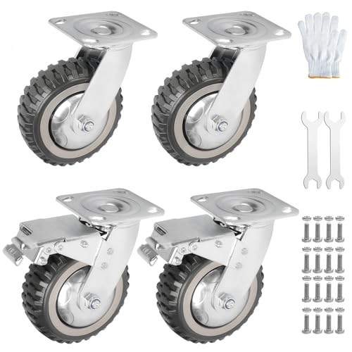 4 Stück Schwerlastrollen 150mm,2x Swivel Castors with Brake and 2x 360° Drehbar Swivel Castors, Solid rollen für palettenmöbel, Load Capacity 600 kg industrierollen 4 Stück Schwerlastrollen 150mm,2x Swivel Castors with Brake and 2x 360° Drehbar Swivel Castors, Solid rollen für palettenmöbel, Load Capacity 600 kg industrierollen von Swuiokh