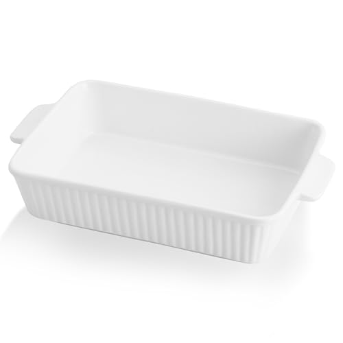 Swuut Auflaufform Keramik für Ofen 33 x 23.5cm,4000ml Porzellan Backgeschirr,Groß Kuchen Backgeschirr Set, Küche rechteckige Lasagne Pfannen mit Griff von Swuut