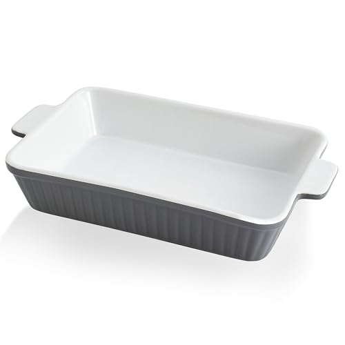 Swuut Auflaufform Keramik für Ofen 33 x 23.5cm,4000ml Porzellan Backgeschirr,Groß Kuchen Backgeschirr Set, Küche rechteckige Lasagne Pfannen mit Griff von Swuut