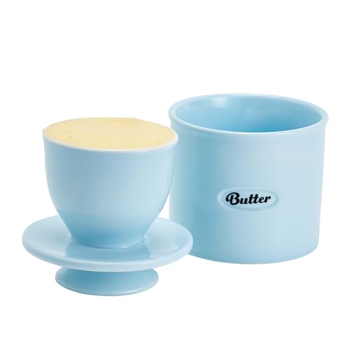 Swuut Ceramic Butter Crock,French Butter Dish with Lid, Butter Keeper with Water Line,Butter Container for Soft Butter (Blue) von Swuut