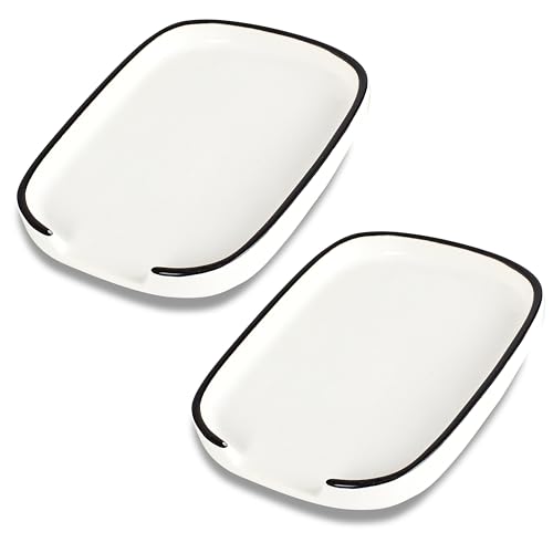 Swuut Keramik-Löffelablage, 2er-Set, Löffelhalter für Küchenutensilien, Spatel, Zange, Gadgets, Kaffeelöffel, Löffelablage für Küchenarbeitsplatte, Herdplatten-Organizer (Weiß, L) von Swuut