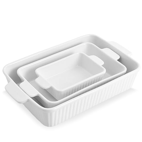 Swuut Töpfe Geschirr Set von 3 für Ofen, Porzellan Backgeschirr 33 x 23.5cm,4000ml Keramik Kuchen Backgeschirr Set, Küche rechteckige Lasagne Pfannen mit Griff Swuut Töpfe Geschirr Set von 3 für Ofen, Porzellan Backgeschirr 33 x 23.5cm,4000ml Keramik Kuchen Backgeschirr Set, Küche rechteckige Lasagne Pfannen mit Griff von Swuut