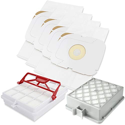 4 Vlies Staubsaugerbeutel Beutel Staubcontainer + 1 Hepa + 1 Hepa Carbon Filter passend für Lux Intelligence Staubsauger von Swyp