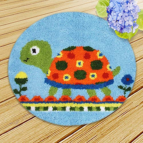 Knüpfteppich Zum Selber Knüpfen Knüpfset Für Erwachsene DIY Stickerei Teppich Handwerk Zotteliges Tier Schildkröte Muster Kreuzstichset Für Kinder Erwachsene Anfänger 45X45cm von SxLingerie