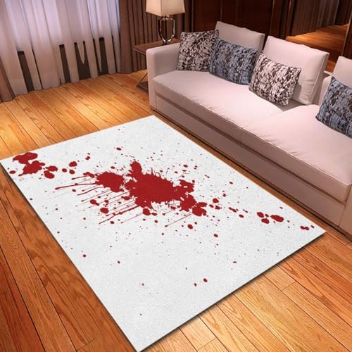 Sxakswol Teppich Wohnzimmer 120x170 cm Rotes Blut 3D Teppich Horror-Halloween Küche Esszimmer Schlafzimmer Teppich Kurzflor rutschfest Waschbar Teppiche Weich Pflegeleicht Y7362 von Sxakswol