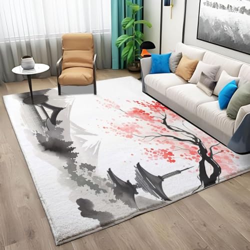 Sxakswol Teppich Wohnzimmer 140x200 cm Japan 3D Teppich Japanischer Stil Küche Esszimmer Schlafzimmer Teppich Kurzflor rutschfest Waschbar Teppiche Weich Pflegeleicht a300 von Sxakswol