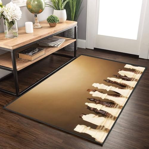 Sxakswol Teppich Wohnzimmer 60x90 cm Schach 3D Teppich Schach Küche Esszimmer Schlafzimmer Kurzflor rutschfest Waschbar Teppiche Weich Pflegeleicht a-5741 von Sxakswol